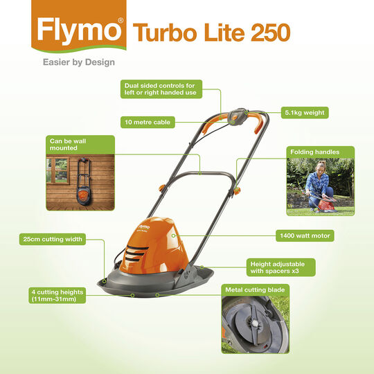 Flymo Turbo Lite 250 Hover lawnmower - Benefits image number null
